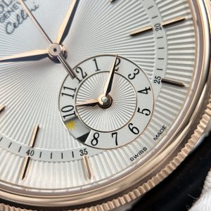 Đồng Hồ Rolex Cellini Dual Time 50525 Chế Tác Mạ Vàng Hồng Mặt Trắng Nhà Máy KZ 39mm (2)