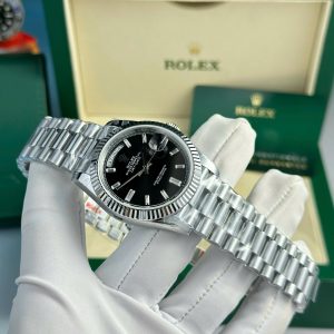 Đồng Hồ Rolex Chế Tác Day-Date Nam Mặt Đen Nặng 186 Grams Xưởng QF 40mm (9)