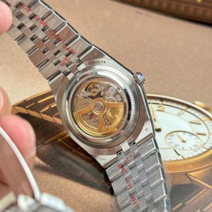 Đồng Hồ Rolex Chế Tác Land-Dweller 127336 Mặt Xanh Băng Họa Tiết Tổ Ong Đính Đá Baguette 40mm (2)