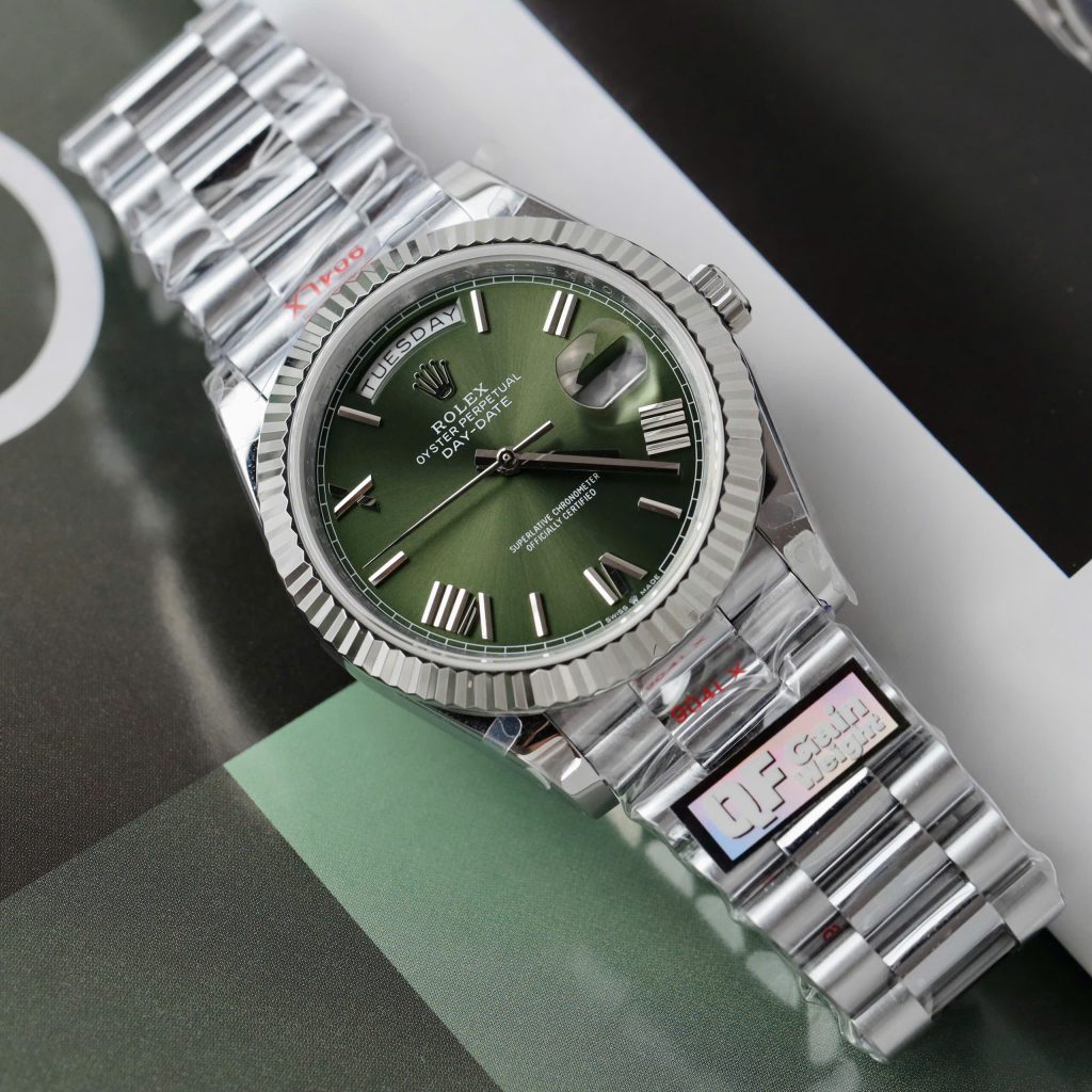 Đồng Hồ Rolex Day-Date 228236 Chế Tác Mặt Số Xanh Olive Máy Thụy Sỹ Xưởng QF 40mm (2)