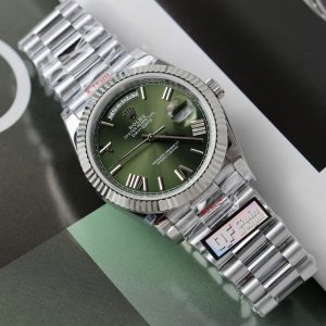 Đồng Hồ Rolex Day-Date 228236 Chế Tác Mặt Số Xanh Olive Máy Thụy Sỹ Xưởng QF 40mm (2)