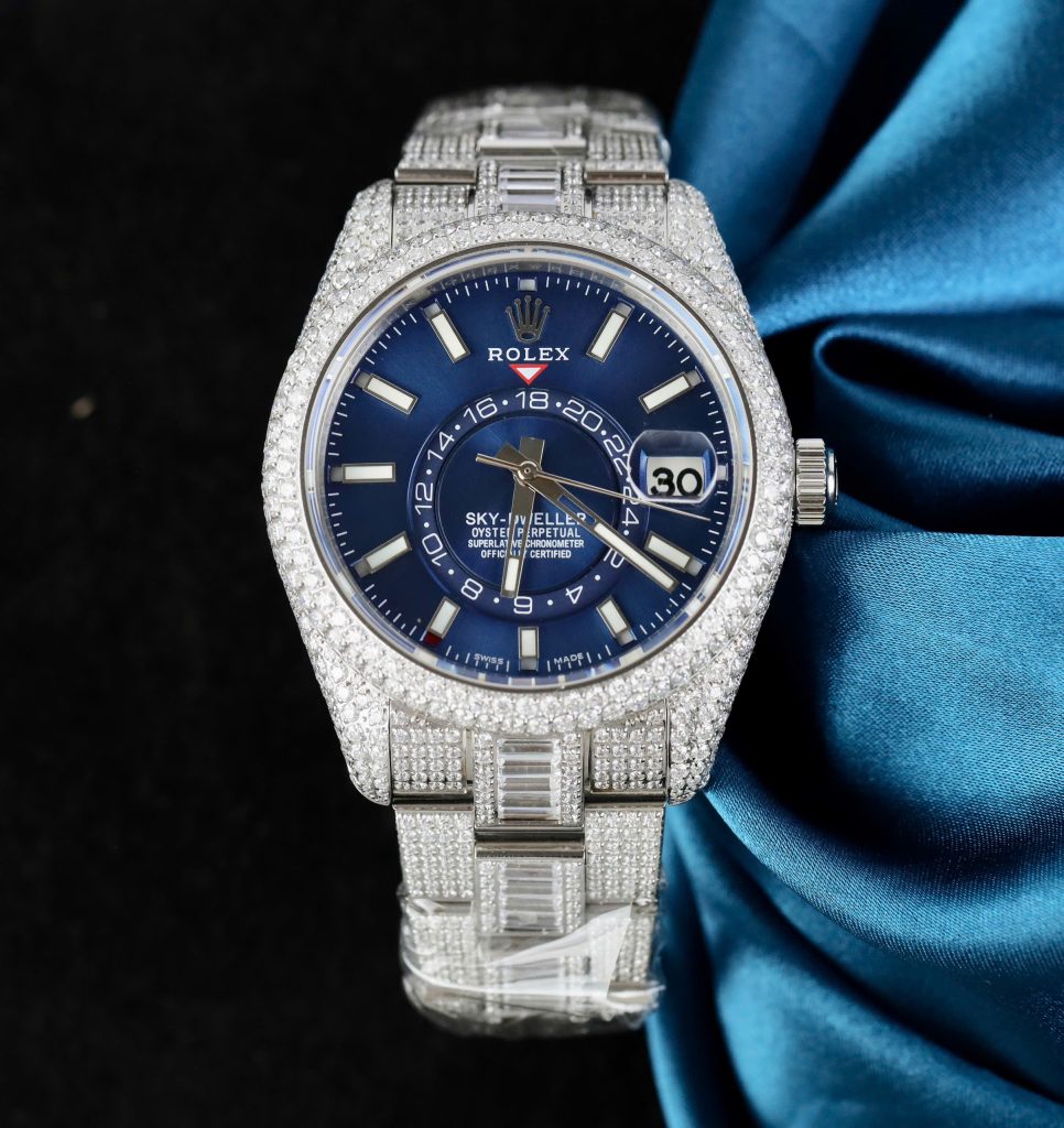 Đồng Hồ Rolex Sky-Dweller 336934 Chế Tác Mặt Xanh Dương Đính Full Đá 42mm (1)