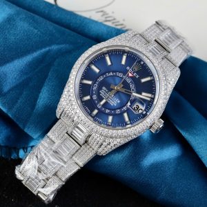 Đồng Hồ Rolex Sky-Dweller 336934 Chế Tác Mặt Xanh Dương Đính Full Đá 42mm (1)