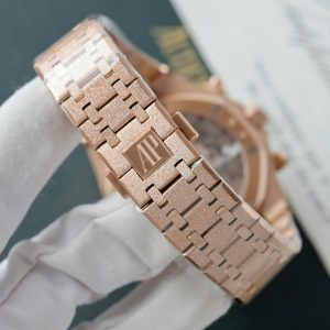 Đồng Hồ Audemars Piguet Chế Tác Royal Oak Chronograph Frosted Gold 26240 Mặt Xanh Dương Xưởng APS 41mm (2)