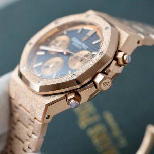 Đồng Hồ Audemars Piguet Chế Tác Royal Oak Chronograph Frosted Gold 26240 Mặt Xanh Dương Xưởng APS 41mm (2)