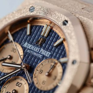 Đồng Hồ Audemars Piguet Chế Tác Royal Oak Chronograph Frosted Gold 26240 Mặt Xanh Dương Xưởng APS 41mm (2)