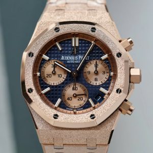 Đồng Hồ Audemars Piguet Chế Tác Royal Oak Chronograph Frosted Gold 26240 Mặt Xanh Dương Xưởng APS 41mm (2)