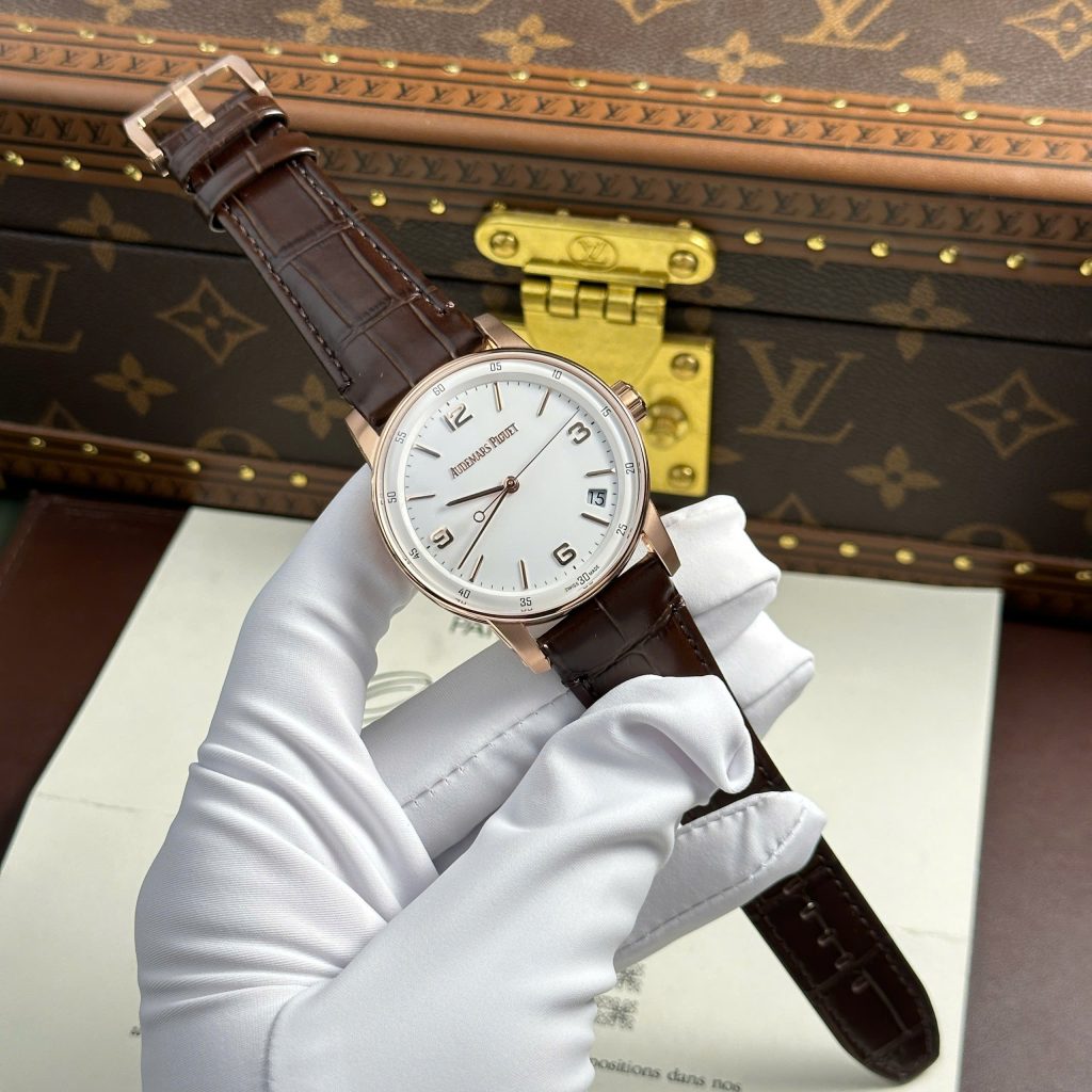 Đồng Hồ Audemars Piguet Rep 11 Code 11.59 Selfwinding 15210OR Mạ Vàng Hồng Mặt Trắng Xưởng APS 41mm (2)