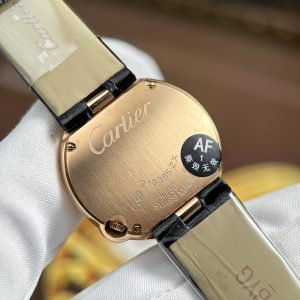 Đồng Hồ Cartier Ballon Blanc Rep 11 Nữ Viền Đính Đá Dây Da Đen Nhà Máy AF 30mm (2)