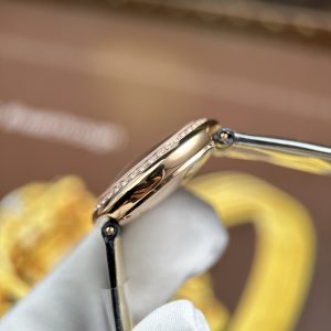 Đồng Hồ Cartier Ballon Blanc Rep 11 Nữ Viền Đính Đá Dây Da Đen Nhà Máy AF 30mm (2)