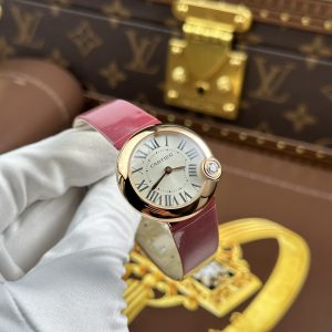 Đồng Hồ Cartier Ballon Blanc Rep Cao Cấp Nữ Máy Pin Dây Da Đỏ Xưởng AF 30mm (2)