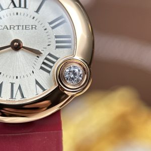 Đồng Hồ Cartier Ballon Blanc Rep Cao Cấp Nữ Máy Pin Dây Da Đỏ Xưởng AF 30mm (2)