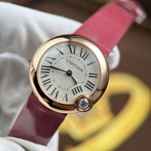 Đồng Hồ Cartier Ballon Blanc Rep Cao Cấp Nữ Máy Pin Dây Da Đỏ Xưởng AF 30mm (2)