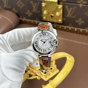 Đồng Hồ Cartier Ballon Bleu Replica 11 Nữ Dây Da Nâu Máy Cơ Tự Động Xưởng AF 33mm (2)