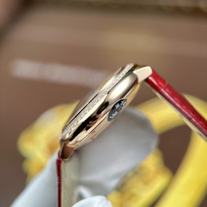 Đồng Hồ Cartier Ballon Bleu WJBB0033 Replica 11 Nữ Viền Đính Đá Dây Da Đỏ Xưởng AF 33mm (2)