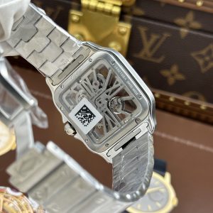 Đồng Hồ Cartier Santos Chế Tác Mặt Lộ Cơ Dây Kim Loại 39 (2)