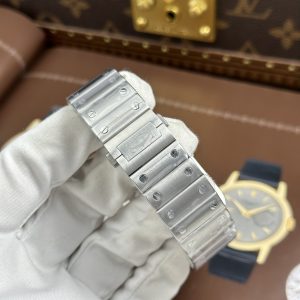 Đồng Hồ Cartier Santos Chế Tác Mặt Lộ Cơ Dây Kim Loại 39 (2)