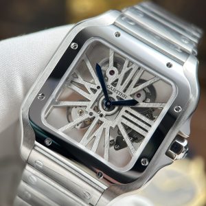 Đồng Hồ Cartier Santos Chế Tác Mặt Lộ Cơ Dây Kim Loại 39 (2)