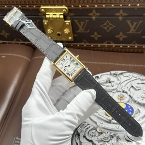 Đồng Hồ Cartier Tank Louis Chế Tác Mặt Trắng Vỏ Mạ Vàng Máy Cơ Thụy Sỹ 27.8×38 (2)