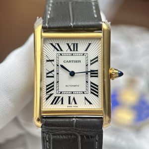 Đồng Hồ Cartier Tank Louis Chế Tác Mặt Trắng Vỏ Mạ Vàng Máy Cơ Thụy Sỹ 27.8×38 (2)