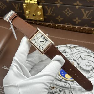 Đồng Hồ Cartier Tank Louis Replica 11 Mặt Trắng Vỏ Mạ Vàng Hồng Máy Cơ Tự Động 27.8×38 (2)