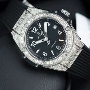 Đồng Hồ Hublot Big Bang One Click Replica 11 Màu Đen Đính Kim Cương Moissanite 39mm (2)