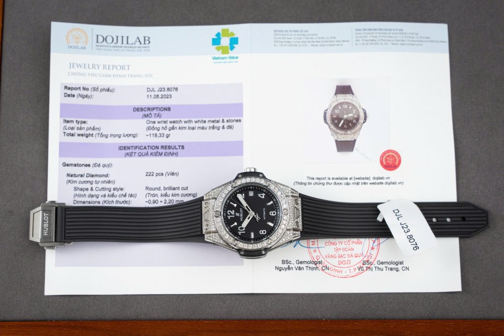 Đồng Hồ Hublot Big Bang One Click Replica 11 Màu Đen Đính Kim Cương Moissanite 39mm (2)