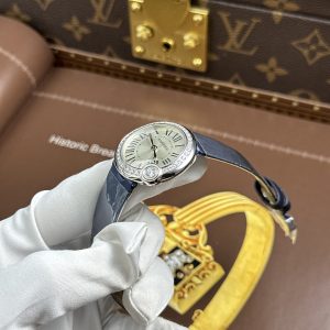 Đồng Hồ Nữ Cartier Ballon Blanc Chế Tác Viền Đính Đá Dây Da Xưởng AF 30mm (2)