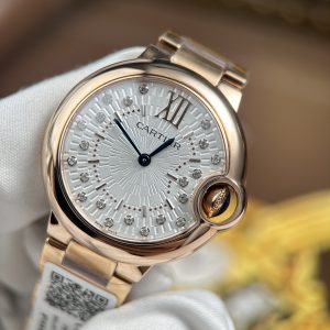Đồng Hồ Nữ Cartier Ballon Bleu WGBB0054 Chế Tác Mạ Vàng Hồng Dây Kim Loại Xưởng AF 33mm (5)