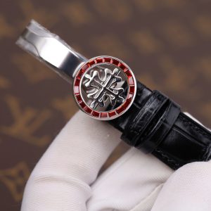 Đồng Hồ Patek Philippe Fake 11 Grand Complications 6104G Màu Đen Viền Đính Đá Đỏ 40mm (2)