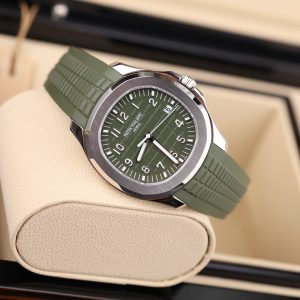 Đồng Hồ Patek Philippe Nautilus 5168 Tinh Chỉnh Nhà Máy Màu Xanh Quân Đội Dây Cao Su 40mm (2)