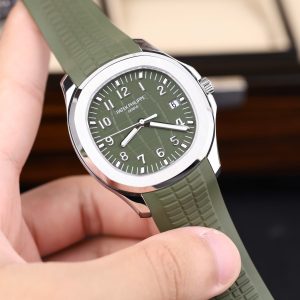 Đồng Hồ Patek Philippe Nautilus 5168 Tinh Chỉnh Nhà Máy Màu Xanh Quân Đội Dây Cao Su 40mm (2)