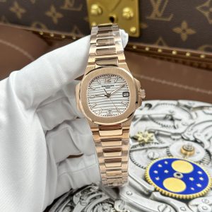 Đồng Hồ Patek Philippe Replica 11 Nautilus 7010 Vỏ Mạ Vàng Hồng Máy Pin 32mm (6)