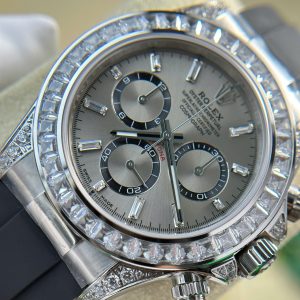 Đồng Hồ Rolex Cosmograph Daytona 126539TBR Chế Tác Mặt Xám Viền Đính Đá Baguette 40mm (2)