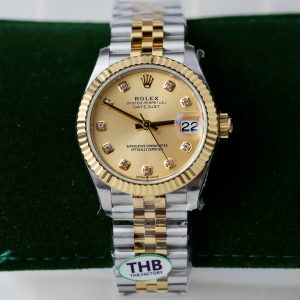 Đồng Hồ Rolex DateJust Nữ Replica 11 Mặt Vàng Máy Cơ Thụy Sỹ Nhà Máy THB 31mm (2)