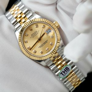 Đồng Hồ Rolex DateJust Nữ Replica 11 Mặt Vàng Máy Cơ Thụy Sỹ Nhà Máy THB 31mm (2)