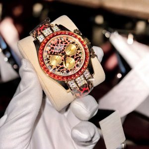 Đồng Hồ Rolex Daytona 116598SACO Leopard Họa Tiết Da Báo Chế Tác Đính Kim Cương Moissanite + Bọc Vàng 18K 40mm (2)