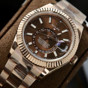 Đồng Hồ Rolex Sky-Dweller Chế Tác Mặt Nâu Bọc Vàng Thật 18K 42mm (2)