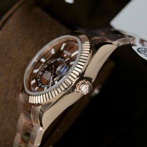 Đồng Hồ Rolex Sky-Dweller Chế Tác Mặt Nâu Bọc Vàng Thật 18K 42mm (2)