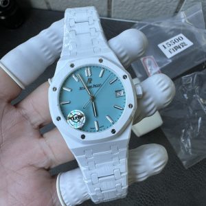 Đồng Hồ Audemars Piguet Chế Tác Royal Oak 15500 Vỏ Gốm Trắng Mặt Tiffany Xưởng APS 41mm (1)