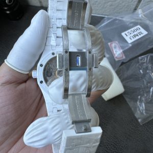 Đồng Hồ Audemars Piguet Chế Tác Royal Oak 15500 Vỏ Gốm Trắng Mặt Tiffany Xưởng APS 41mm (1)