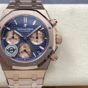 Đồng Hồ Audemars Piguet Royal Oak 26239OR Replica 11 Mặt Xanh Dương Vỏ Mạ Vàng Hồng Xưởng APS 41mm (1)