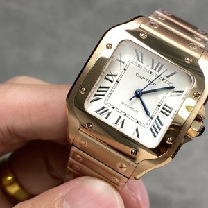Đồng Hồ Nữ Cartier Santos Replica 11 Mặt Trắng Vỏ Mạ Vàng Hồng Nhà Máy BV 35mm (1)