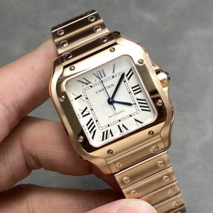 Đồng Hồ Nữ Cartier Santos Replica 11 Mặt Trắng Vỏ Mạ Vàng Hồng Nhà Máy BV 35mm (1)
