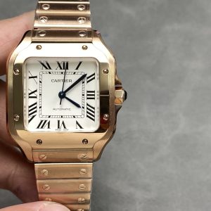 Đồng Hồ Nữ Cartier Santos Replica 11 Mặt Trắng Vỏ Mạ Vàng Hồng Nhà Máy BV 35mm (1)