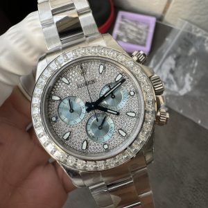 Đồng Hồ Rolex Daytona Chế Tác Đính Kim Cương Moissanite Baguette Xưởng VS 40mm (2)