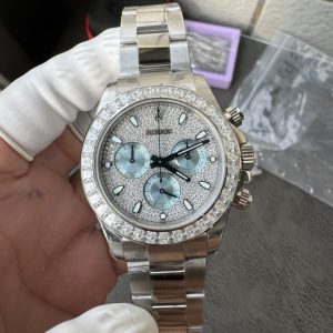 Đồng Hồ Rolex Daytona Chế Tác Đính Kim Cương Moissanite Baguette Xưởng VS 40mm (2)