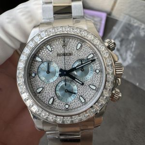 Đồng Hồ Rolex Daytona Chế Tác Đính Kim Cương Moissanite Baguette Xưởng VS 40mm (2)