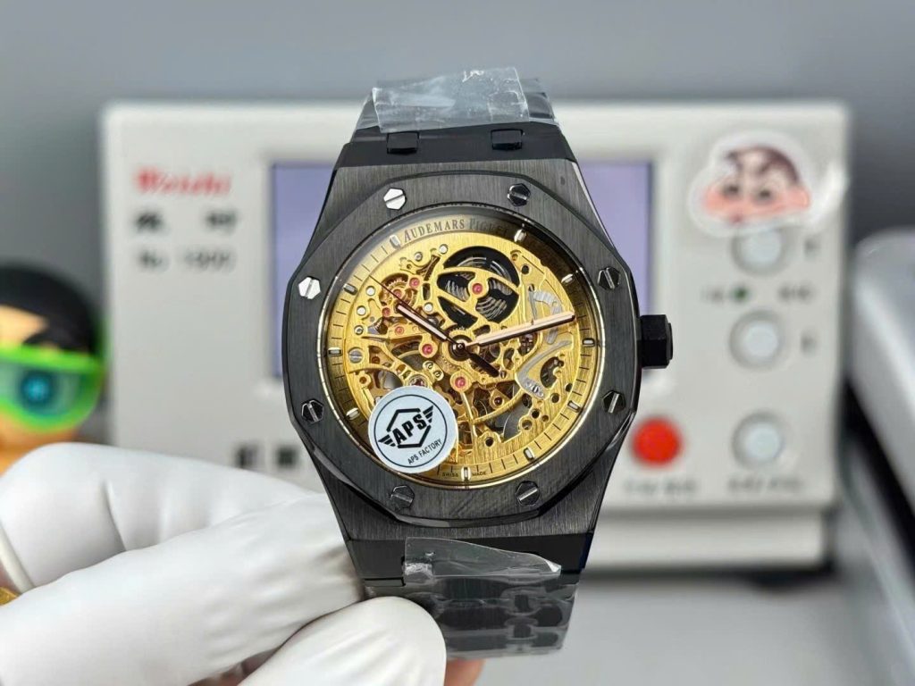 Đồng Hồ Audemars Piguet Replica 11 Royal Oak 15416 Mặt Lộ Cơ Vỏ Gốm Đen 41mm (2)