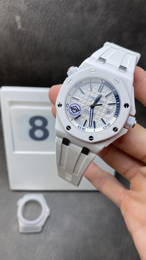 Đồng Hồ Audemars Piguet Royal Oak Offshore 15707CB Vỏ Gốm Trắng Replica Cao Cấp Xưởng APS 42mm (2)
